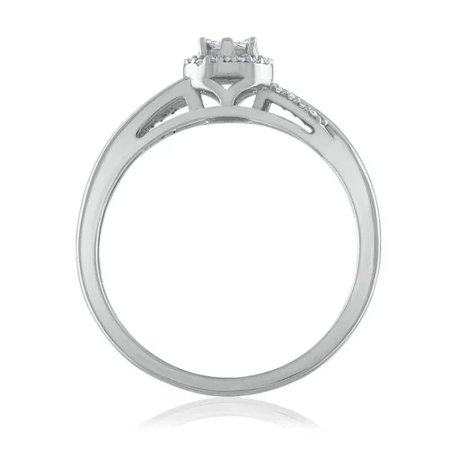 Diamond Cluster Halo Ring In 10K White Gold (1/10 Ct. Tw.)