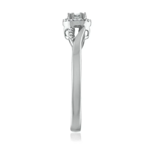 Diamond Cluster Halo Ring In 10K White Gold (1/10 Ct. Tw.)