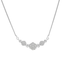 Diamond Cluster Necklace In 10K White Gold (1/2 Ct. Tw.)