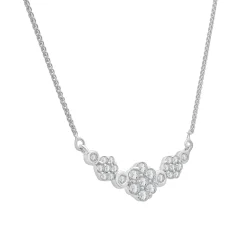 Diamond Cluster Necklace In 10K White Gold (1/2 Ct. Tw.)