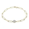 Diamond Cluster Paperclip Bracelet In 10K Yellow Gold (1/7 Ct. Tw.)