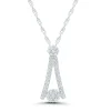 Diamond Cluster Pendant With Reverse "V" Frame In 10K White Gold (1/7 Ct. Tw.)