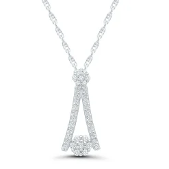 Diamond Cluster Pendant With Reverse "V" Frame In 10K White Gold (1/7 Ct. Tw.)