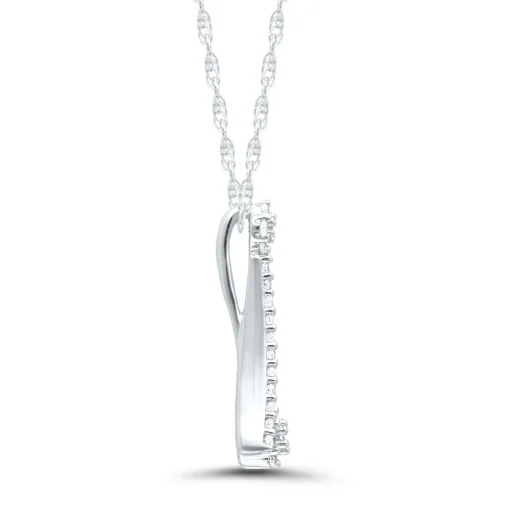 Diamond Cluster Pendant With Reverse "V" Frame In 10K White Gold (1/7 Ct. Tw.)