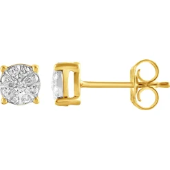 Diamond Cluster Stud Earrings In 10K Gold (1/5 Ct. Tw.)