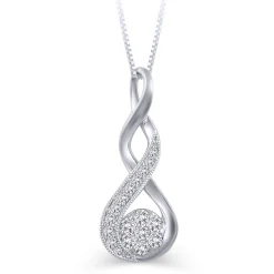 Diamond Cluster Twist Pendant In 10K White Gold (1/4 Ct. Tw.)