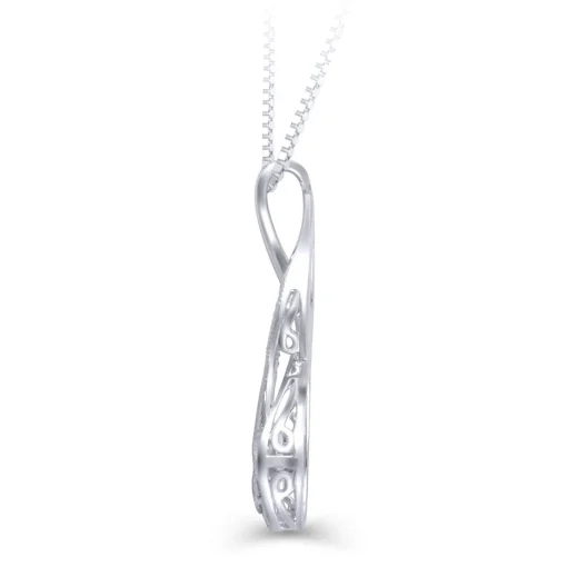 Diamond Cluster Twist Pendant In 10K White Gold (1/4 Ct. Tw.)