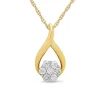 Diamond Cluster Wishbone Pendant Necklace In 10K Yellow Gold (1/4 Ct. Tw.)