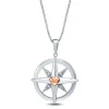 Diamond Compass Pendant In Sterling Silver