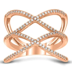 Diamond Crisscross Ring In 10K Rose Gold (1/4 Ct. Tw.)
