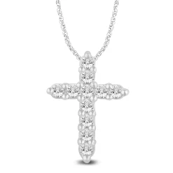 Diamond Cross Pendant In 14K White Gold (1/4 Ct. Tw.)