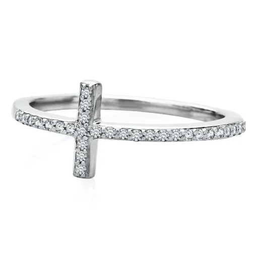 Diamond Cross Ring In Sterling Silver (1/8 Ct. Tw.)
