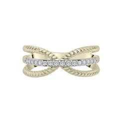 Diamond Crossover Band In 10K Yellow Gold (1/7 Ct. Tw.)