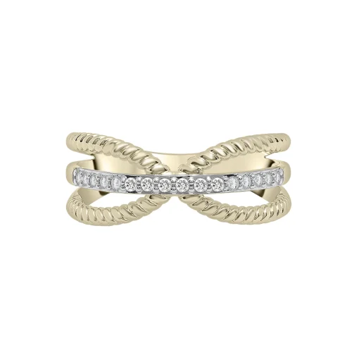 Diamond Crossover Band In 10K Yellow Gold (1/7 Ct. Tw.)