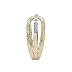 Diamond Crossover Band In 10K Yellow Gold (1/7 Ct. Tw.)