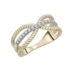 Diamond Crossover Band In 10K Yellow Gold (1/7 Ct. Tw.)