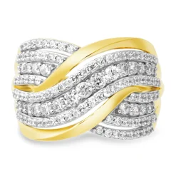 Diamond Crossover Ring In 10K Yellow Gold (1 Ct. Tw.)