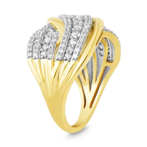 Diamond Crossover Ring In 10K Yellow Gold (1 Ct. Tw.)