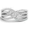 Diamond Crossover Ring With Three-Stone Center In 10K White Gold (1/2 Ct. Tw.)