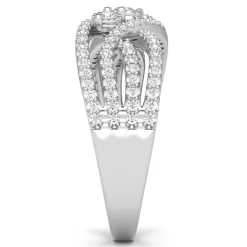 Diamond Crossover Ring With Three-Stone Center In 10K White Gold (1/2 Ct. Tw.)