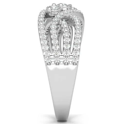 Diamond Crossover Ring With Three-Stone Center In 10K White Gold (1/2 Ct. Tw.)