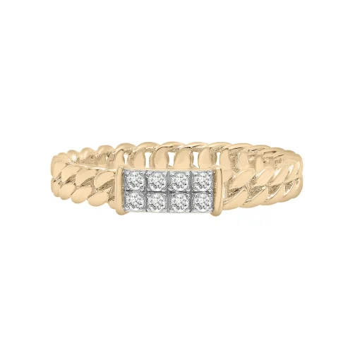 Diamond Curb Chain Ring In 14K Yellow Gold (1/10 Ct. Tw.)