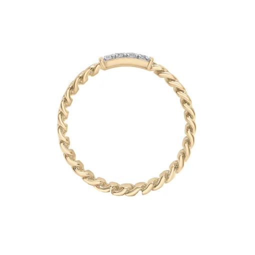 Diamond Curb Chain Ring In 14K Yellow Gold (1/10 Ct. Tw.)