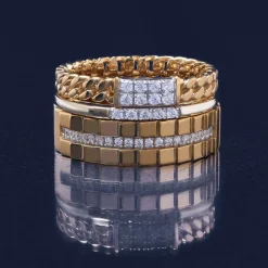 Diamond Curb Chain Ring In 14K Yellow Gold (1/10 Ct. Tw.)