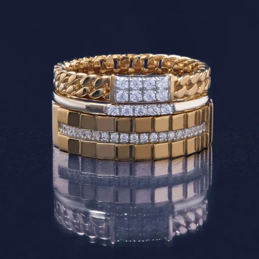 Diamond Curb Chain Ring In 14K Yellow Gold (1/10 Ct. Tw.)