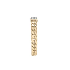 Diamond Curb Chain Ring In 14K Yellow Gold (1/10 Ct. Tw.)