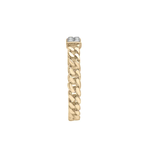 Diamond Curb Chain Ring In 14K Yellow Gold (1/10 Ct. Tw.)