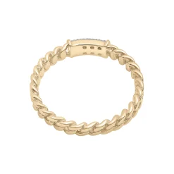 Diamond Curb Chain Ring In 14K Yellow Gold (1/10 Ct. Tw.)