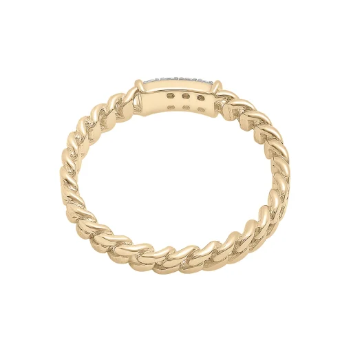 Diamond Curb Chain Ring In 14K Yellow Gold (1/10 Ct. Tw.)