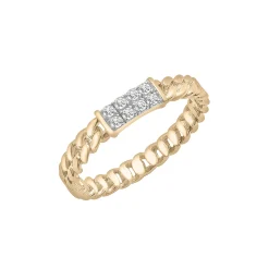 Diamond Curb Chain Ring In 14K Yellow Gold (1/10 Ct. Tw.)