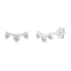 Diamond Curve Bar Stud Earrings In 10K White Gold (1/10 Ct. Tw.)