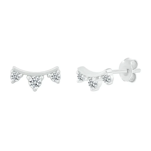 Diamond Curve Bar Stud Earrings In 10K White Gold (1/10 Ct. Tw.)