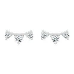 Diamond Curve Bar Stud Earrings In 10K White Gold (1/10 Ct. Tw.)