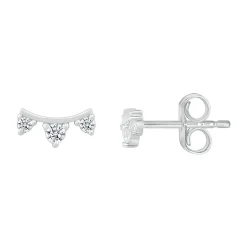 Diamond Curve Bar Stud Earrings In 10K White Gold (1/10 Ct. Tw.)