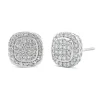 Diamond Cushion Cluster Halo Earrings In 14K White Gold (1 1/2 Ct. Tw.)