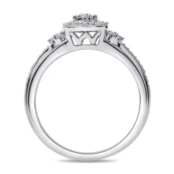 Diamond Cushion Cluster Promise Ring In Sterling Silver (1/5 Ct. Tw.)