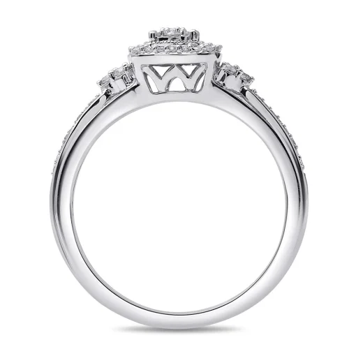 Diamond Cushion Cluster Promise Ring In Sterling Silver (1/5 Ct. Tw.)