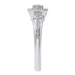 Diamond Cushion Cluster Promise Ring In Sterling Silver (1/5 Ct. Tw.)