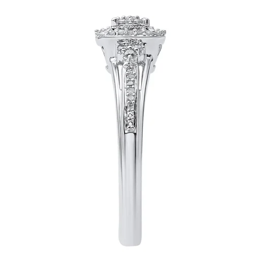 Diamond Cushion Cluster Promise Ring In Sterling Silver (1/5 Ct. Tw.)