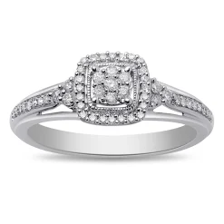 Diamond Cushion Cluster Promise Ring In Sterling Silver (1/5 Ct. Tw.)