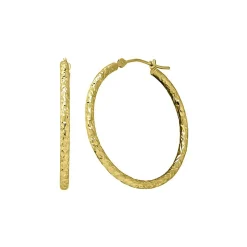Diamond Cut Hoop Earrings In 14K Yellow Gold