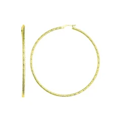 Diamond Cut Hoop Earrings In 14K Yellow Gold