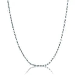 Diamond Cut Rope Chain In Sterling Silver, 16"