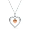 Diamond Dangle Heart Pendant In Sterling Silver