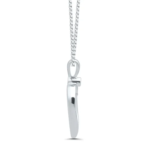 Diamond Dangle Heart Pendant In Sterling Silver