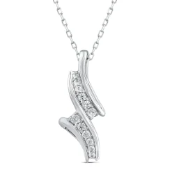 Diamond Dangle Pendant In 10K White Gold (1/5 Ct. Tw.)